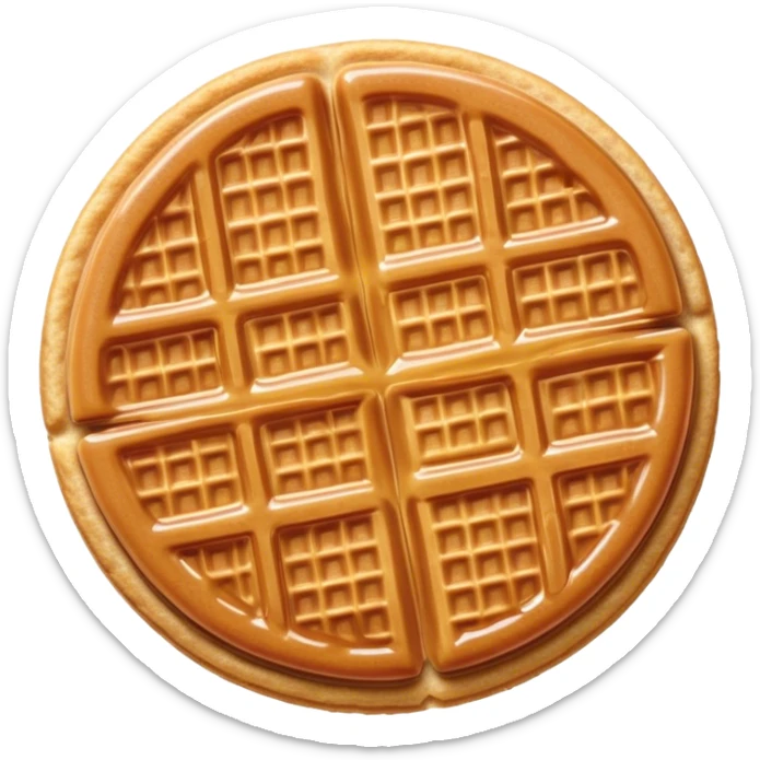 Cinematic Realistic Stroopwafel Dessert Emoji, depicted as a delicate caramel-filled waffle cookie rendered with crisp textures and warm, inviting lighting. sticker