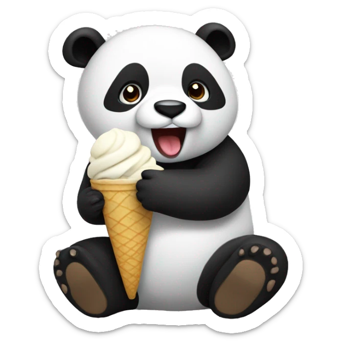 Panda eating ice cream sticker