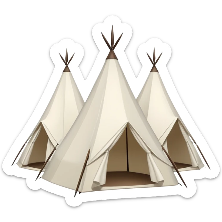 A cluster of three white, pointed top tents to mean a pop-up market sticker