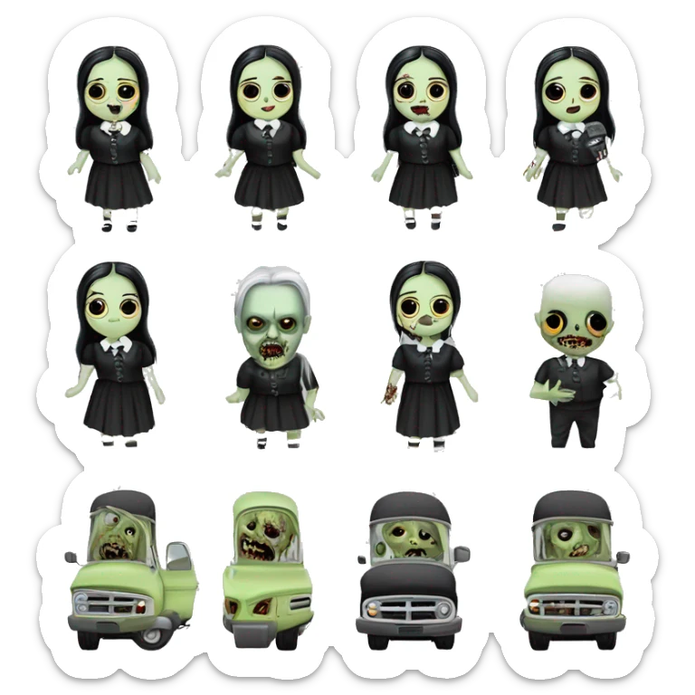 zombie gothic Wednesday Addams creepy ‘29 ford pickup hot rod  sticker