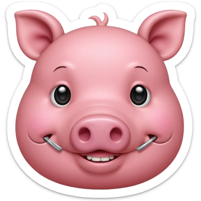 Un cerdito mordiéndose el dedo coqueteando que el cerdo tenga pestañas cortitas y encrespadad sticker