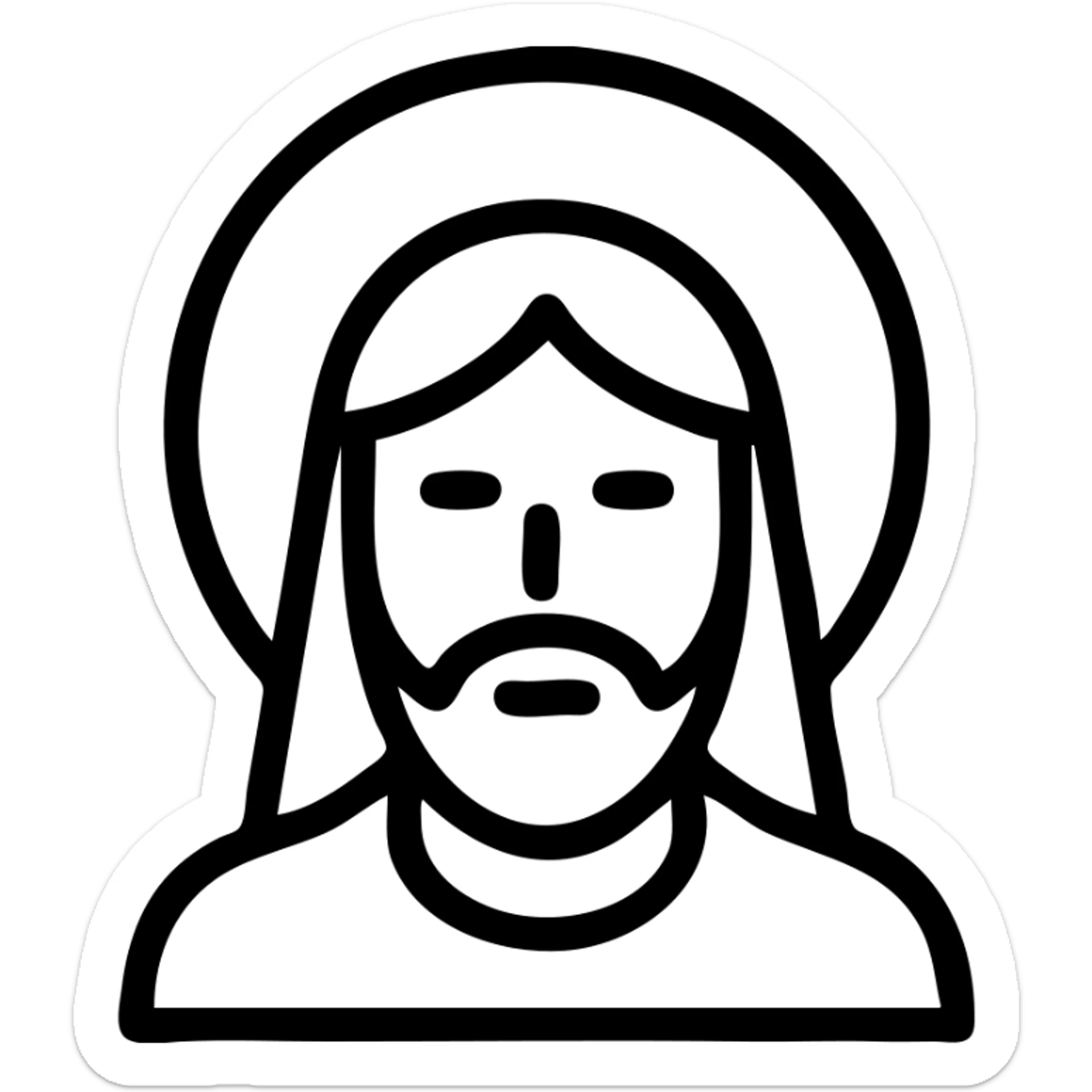 minimalist icon of Jesus, outline of face with beard and halo sticker