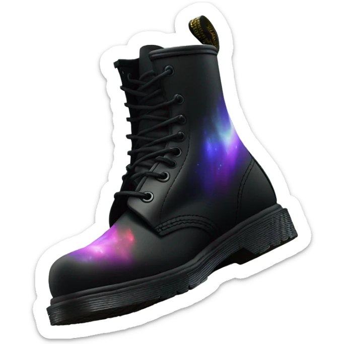 Realistic isolated top view of a pair of black Dr.Martens Boots with Northern Lights Scene on them. sticker