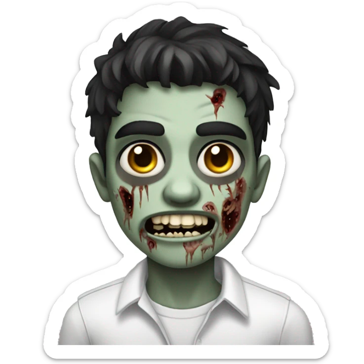 teen boy zombie with dark hair and white shirt sticker