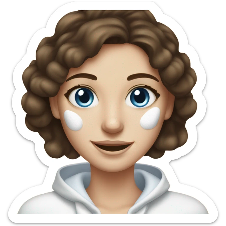 White Skin care on white freackles skin of a brunett blue eyed girl using skin care products  sticker