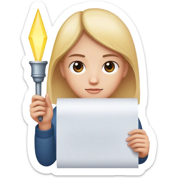 The person holds a glowing piece of paper—their “I hate” and “I love” list—illuminating their way forward. sticker