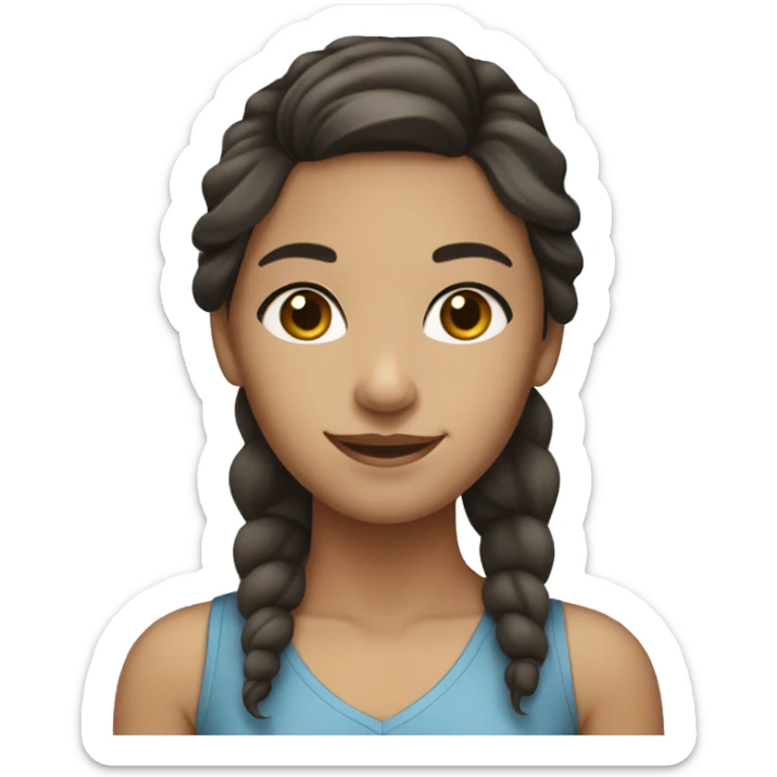 Girl with light olive skin, dark brown hair and blue-grey eyes smiling  sticker