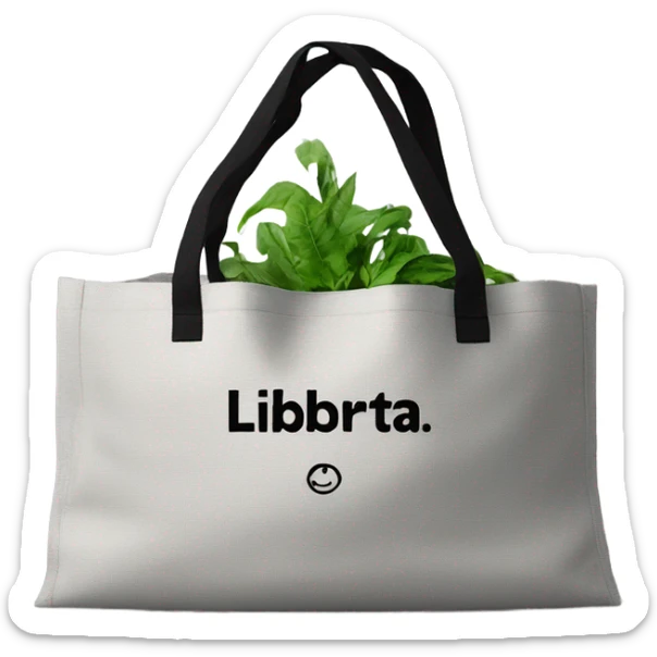 ecological bag of gray color with black inscription liberta sticker