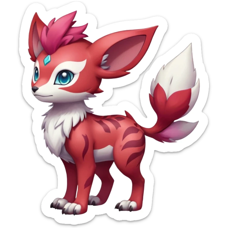 Vibrant Male cute cool anime-styled Falvie-Fionbri-fantasy-creature-Fakémon-Pokémon, full body, with random markings sticker