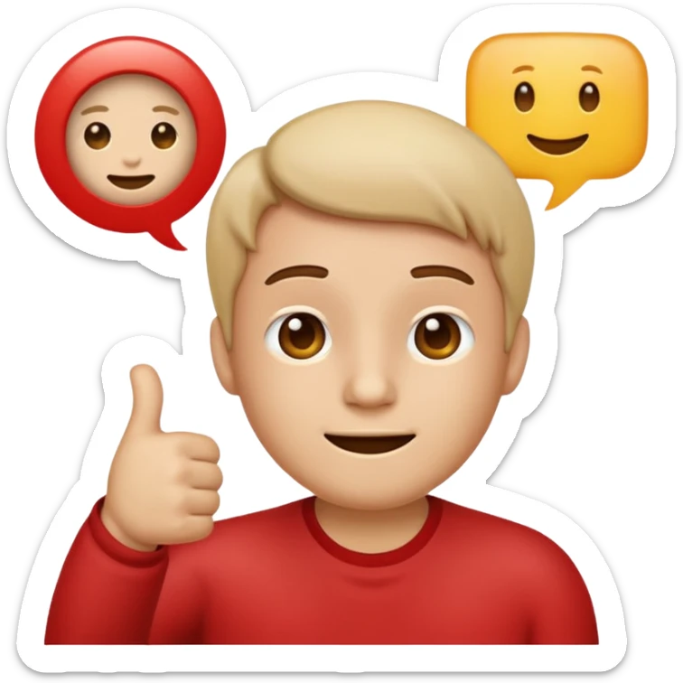 no worries emoji, calm face with a thumbs up, with a speech bubble saying 'no worries' sticker