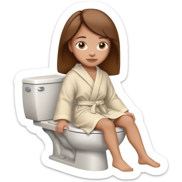 emoji femme brune peau claire sur des toilettes sticker