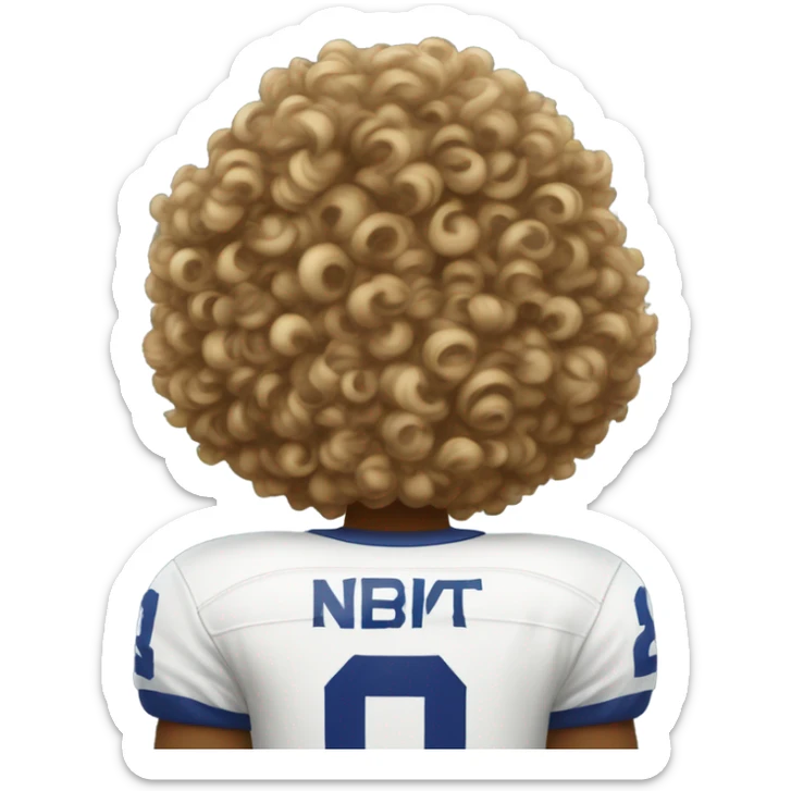 Back of jersey with number 19 an the one who is wearing it has curly hair sticker