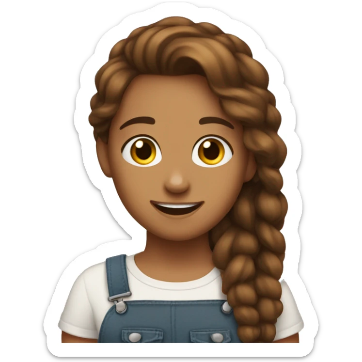 a tanner girl with brown poofylong hair with braces  sticker