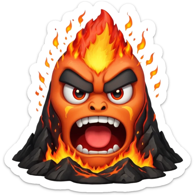 can i have an image of an angry volcano erupting with an angry fave sticker