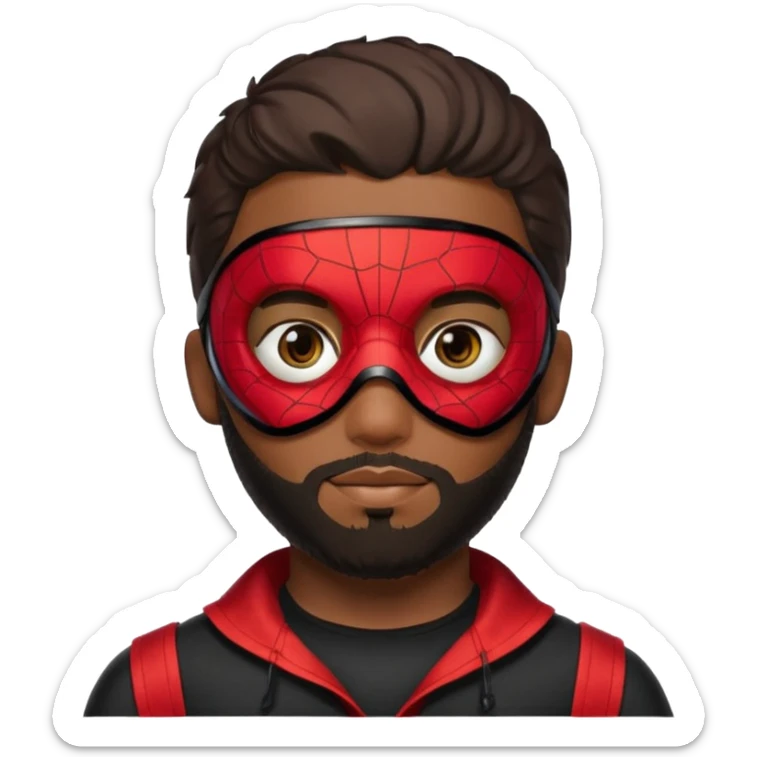 Miles Morales with beard, eye mask, low fade hair cut sticker