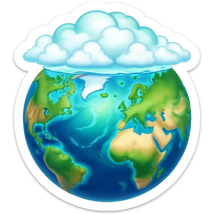 Cinematic Realistic Earth, depicted with vibrant blue oceans, clouds, and lush green continents rendered in exquisite detail, high shine, and a soft radiant glow that captures the dynamic, life-sustaining beauty of our home planet. sticker