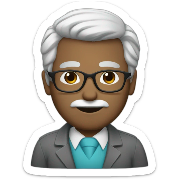 doctor with gray hair on the sides. bald in the middle, with glasses and a mustache and blue eyes sticker