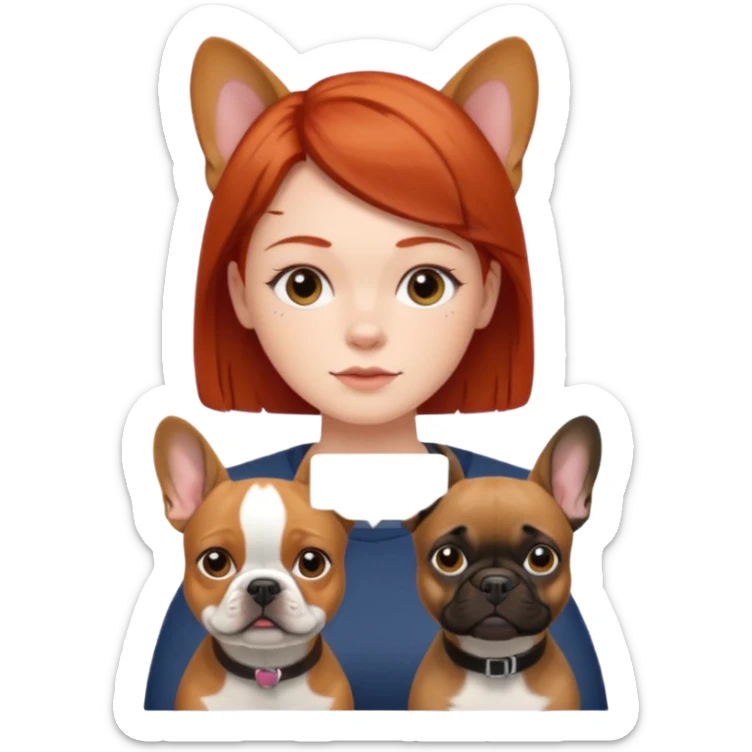 Redhead girl with french bulldog and belgian malinua sticker