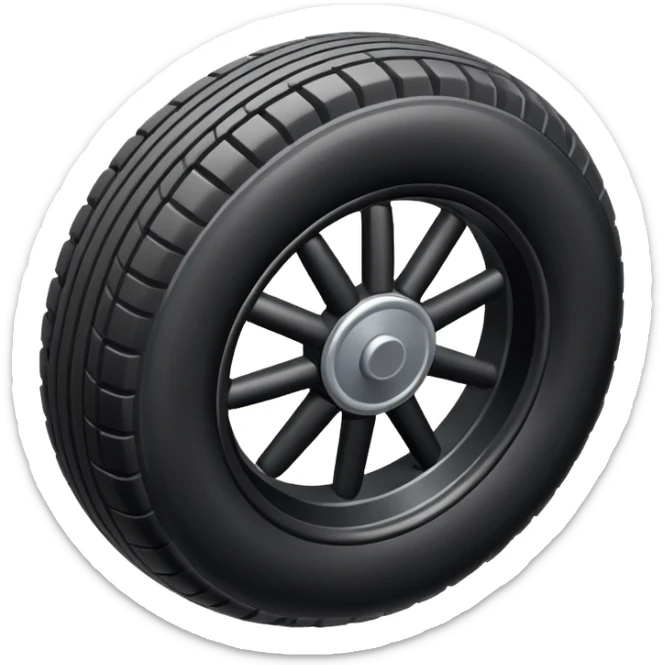 The aircraft's landing gear is one inflated, plump wheel with a strut, black in color, cartoon-style, isometric sticker