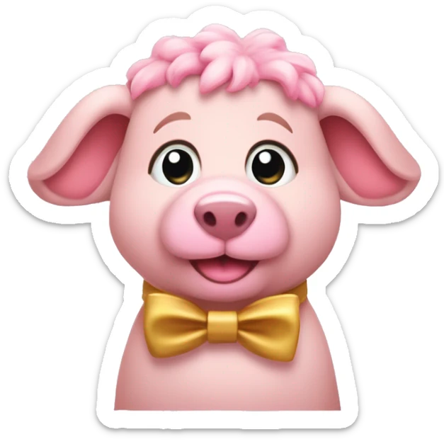 Ein Meerschweinchen mit einer pinken Schleife und goldenen Schuhen an sticker