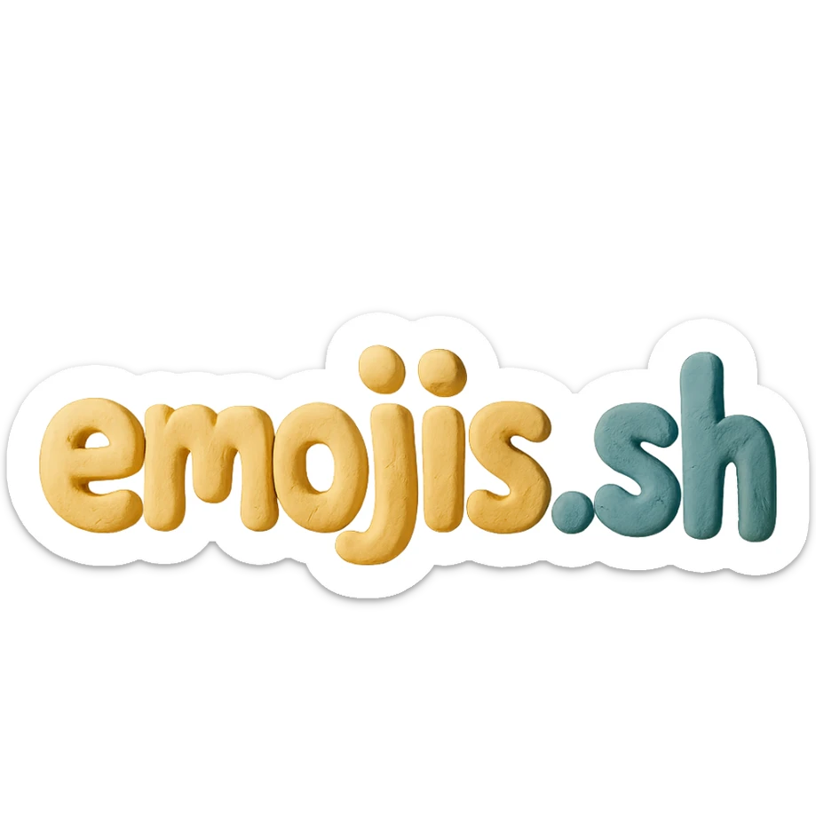 the text 'emojis.sh' in a claymation style with chunky letters and visible fingerprints sticker