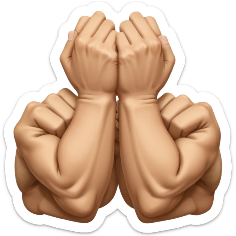 Left and Right fist from the top Perspektive with the Arms crossed over at the wrists  sticker