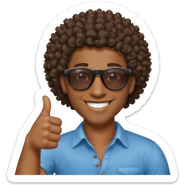 African Black tribal man with curly hair wearing sunglasses smiling thumbs up sticker