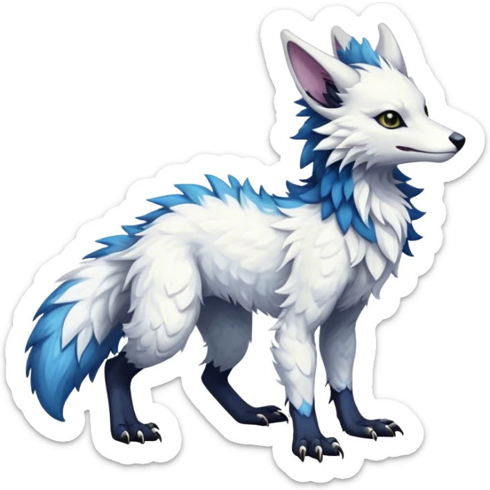 Epic Feral Rare Fantasy shiny cool cute fluffy Vernid-Sergal-Trico-species by LiLaiRa, random markings, tufted tail, tufted ears, full body sticker