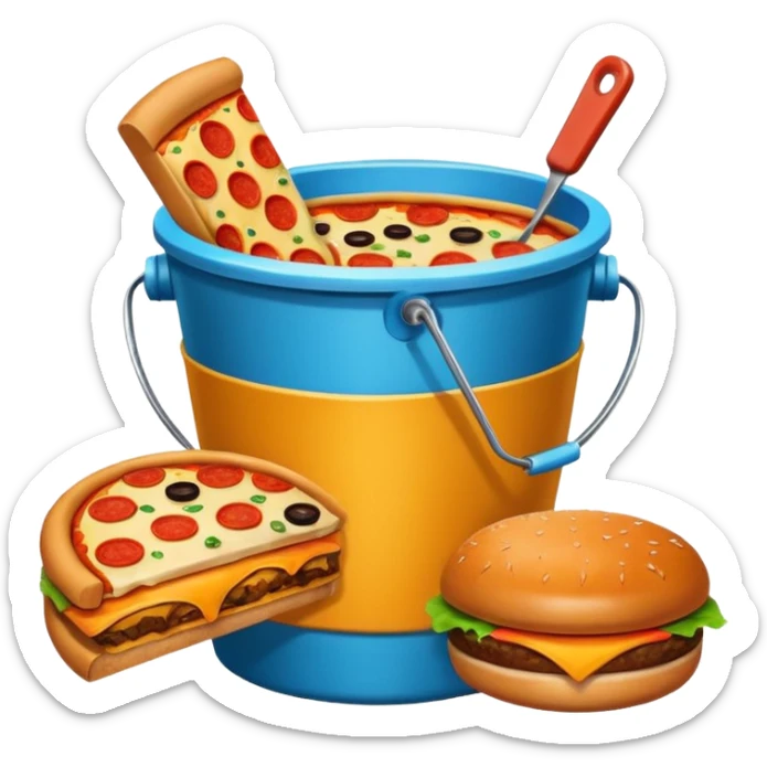 ganarate a emogi a bucket of food with pizza buerger coffee sticker