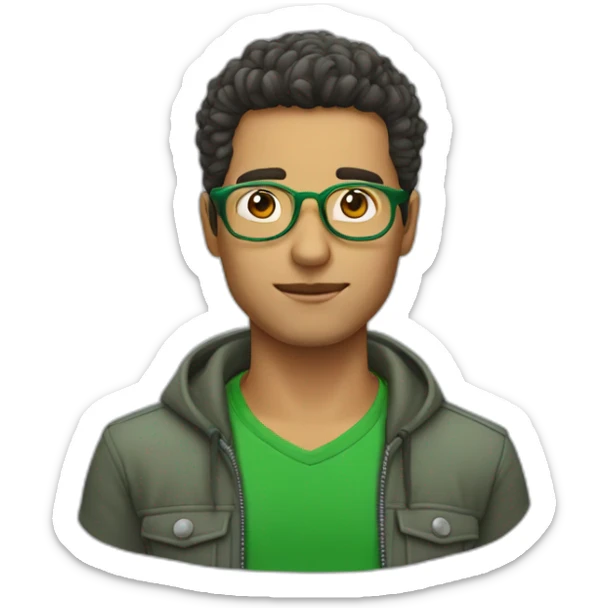 Persona, hombre, 35 años, lentes, cabello corto, ojos verdes,  sticker