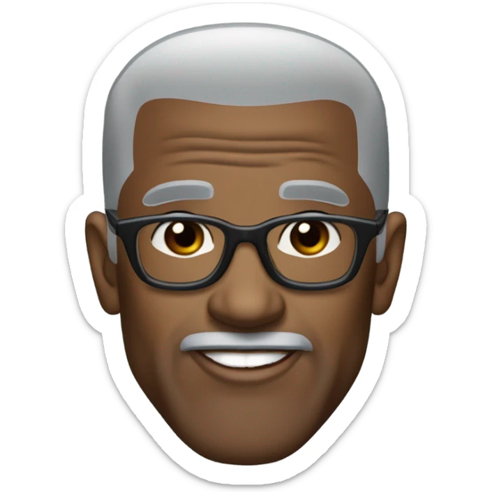 old deon sanders with small round face and suit and glasses and buzz cut and small eyes and small gray bearded and small black eyes and wrinkled forehead sticker