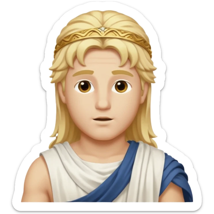 Apollo, God of Light from Gods and Goddesses with long golden blonde hair, white outfit sticker