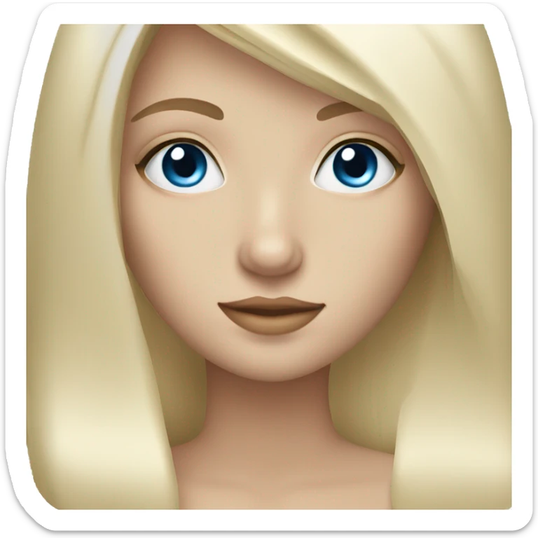 A white blonde girl with straight hair and blue eyes and long eye lashes sticker