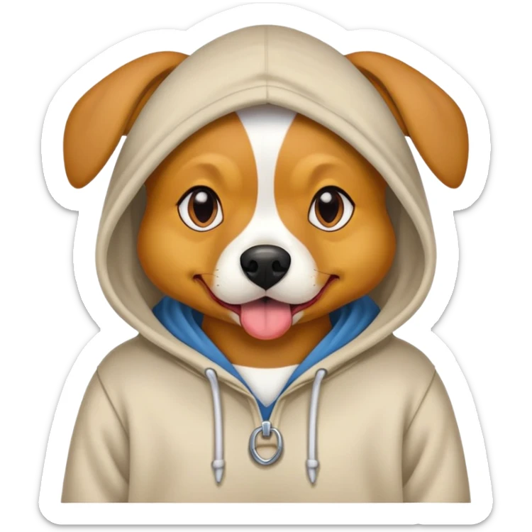 Dog thats crossed eyes duck mouth wearing a hoodie sticker