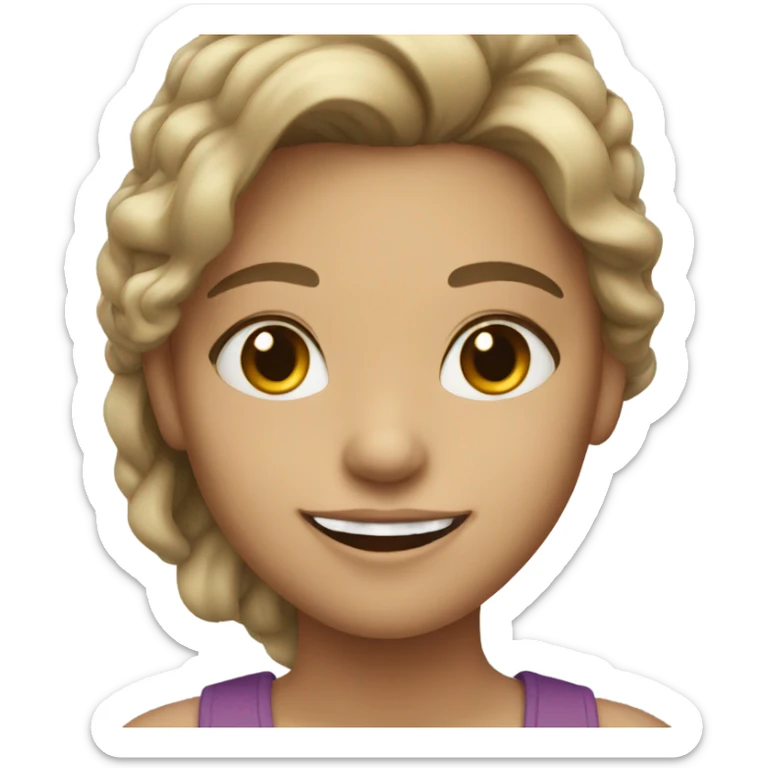 smiling girl with dark blonde hair sticker