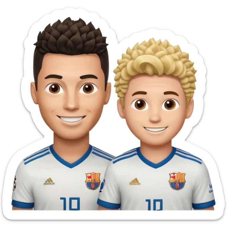 Prime noodle hair ronaldo and prime 2012 messi Smiling in one Photo and make it realistic  sticker