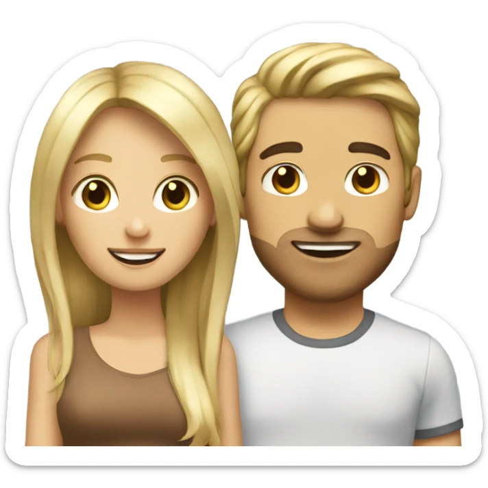  a blonde hair woman and brunette hair guy couple sticker