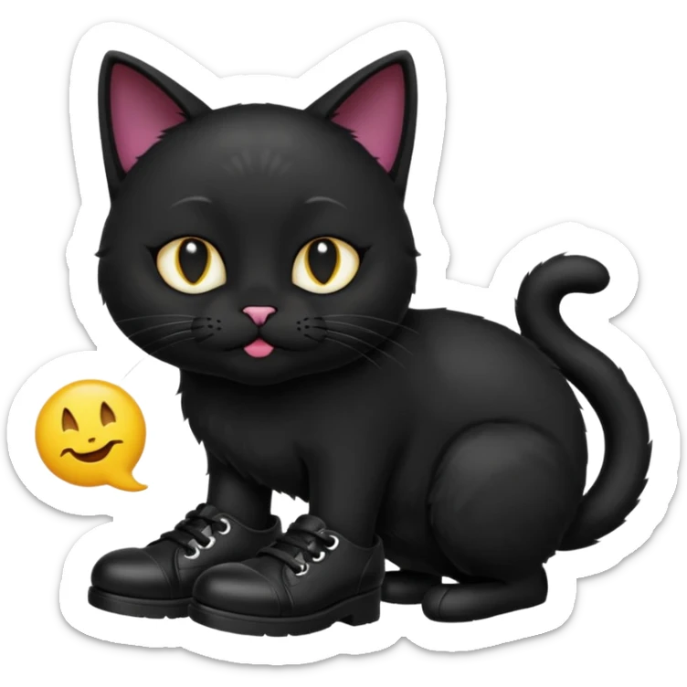 Black animal cat with nlack shoes and smellt emoji sticker