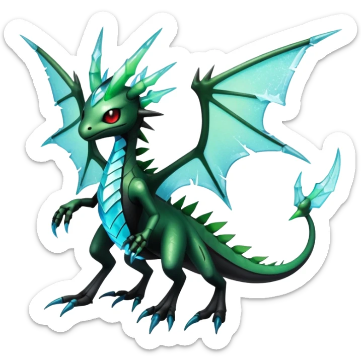 Punk’ish Edgy Futuristic Badass Dark Gothic Flygon-Aurorus-Amaura-Hybrid-Creature sticker