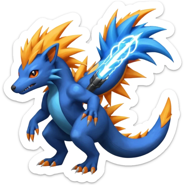 Manectric-Salandit-Electrike-Furfrou-Fakemon-fusion, full body sticker