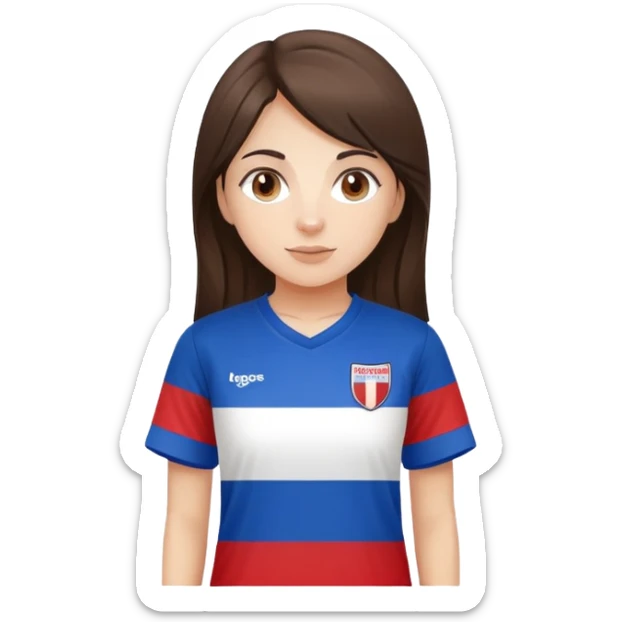 Brunette girl wearing a Paraguay soccer t-shirt sticker