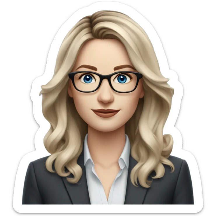 Shoulder length Balayage pale beautiful corporate woman with glasses and blue eyes sticker
