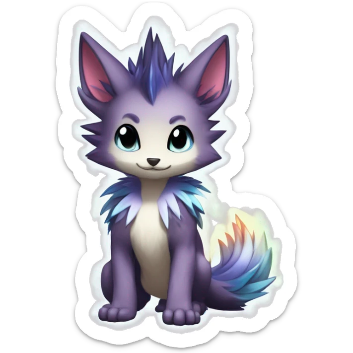 Anthro Scalie Spiky Cool Edgy Magical Shiny Colorful Pastel Sparkle Kemono-style Chibi Fantasy-Animal-Fakémon-Pokémon-Hybrid Fur Sona Aesthetic Full Body sticker