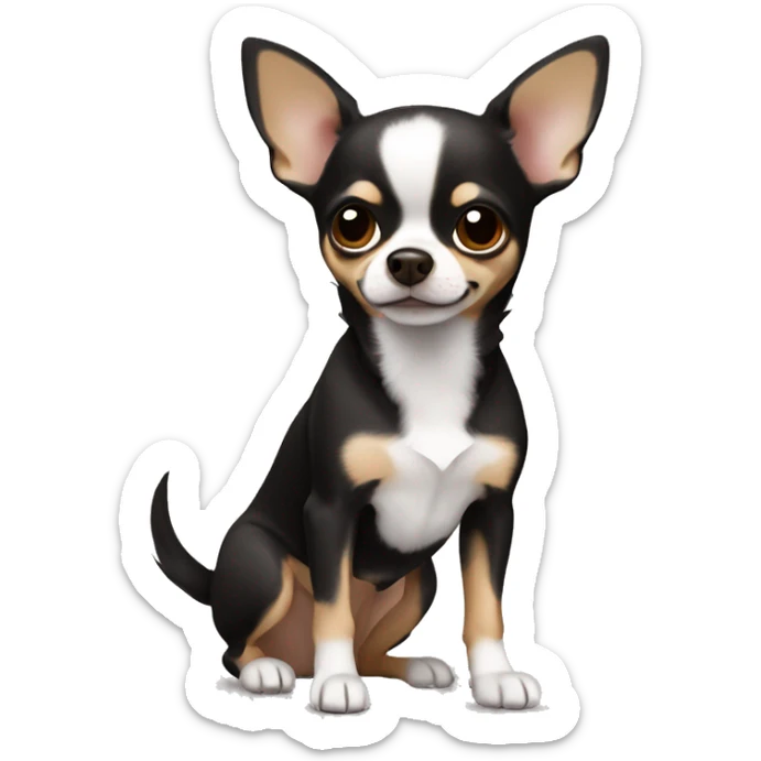 Chihuahua black and braun and Short hair with a white Heart on the chest  sticker