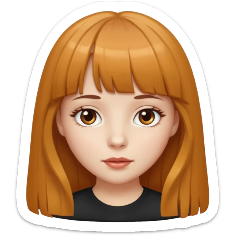 A girl with bangs, long caramel hair, hazel eyes, and white skin  sticker