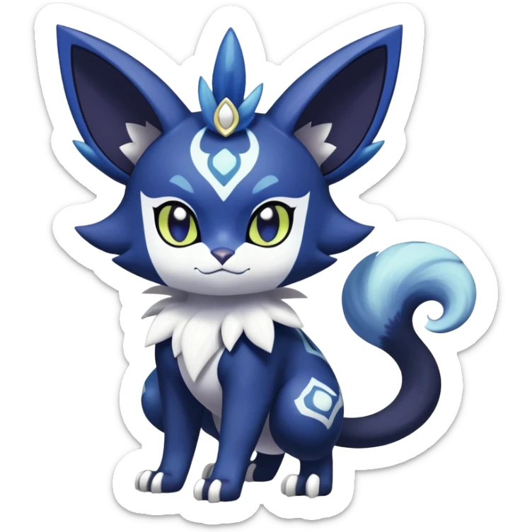 Shiny Exotic Badass Colorful Ethereal Royal Mysterious Gothic Meowstic-Noibat-Pokémon-Fakémon-hybrid-creature (full body) with random pattern-markings sticker