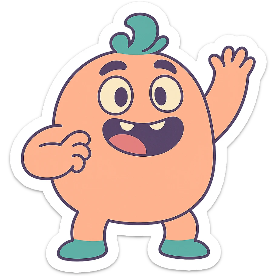 adorable gibberling character, round body, pastel colors, playful pose sticker