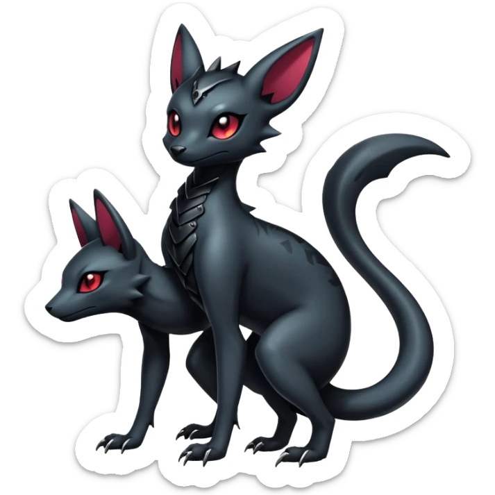 Shiny Dark Edgy Majestic Sophisticated Modern Gothic Gloomy Futuristic Salandit-Umbreon-Delcatty-Hybrid (Full body) sticker