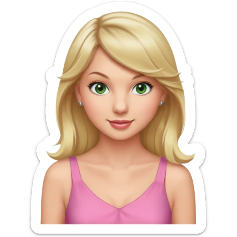 Smiling taylor swift green eyes long blonde hair in tight pink dress sticker