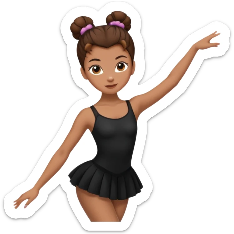 menina cabelos castanhos em coque vestida de roupas de jazz e sapatilhas pretas sticker